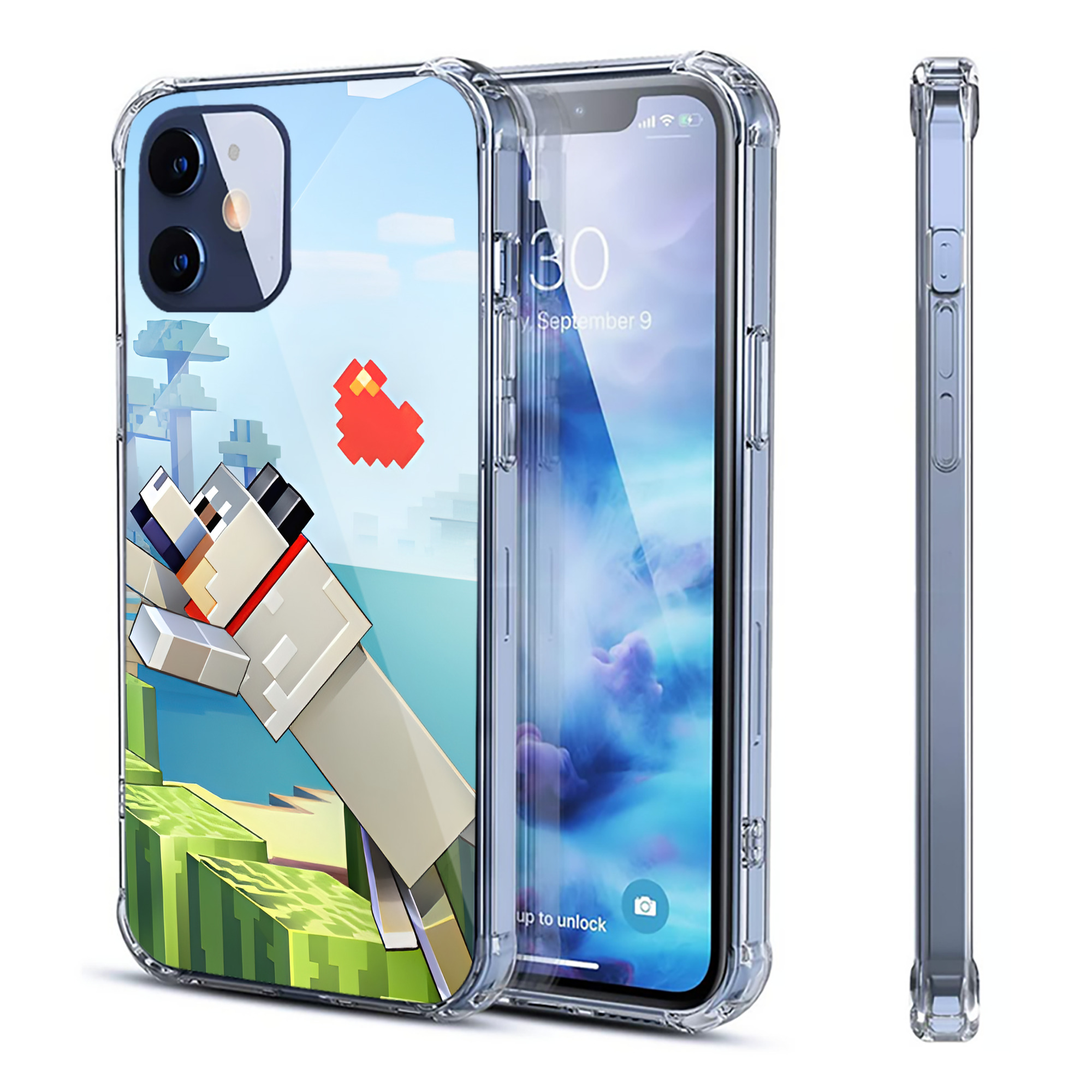 （画像用） マインクラフト ブロックの世界 Minecraft MC Block world 【iPhone 12シリーズ対応】透明スマホケース（クリアソフトケース）